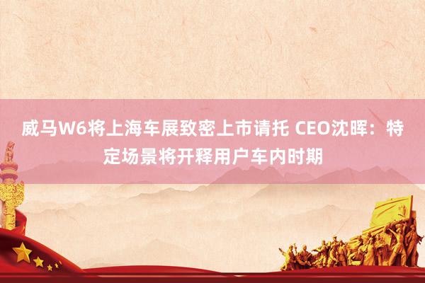 威马W6将上海车展致密上市请托 CEO沈晖：特定场景将开释用户车内时期