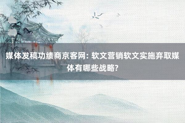 媒体发稿功绩商京客网: 软文营销软文实施弃取媒体有哪些战略?
