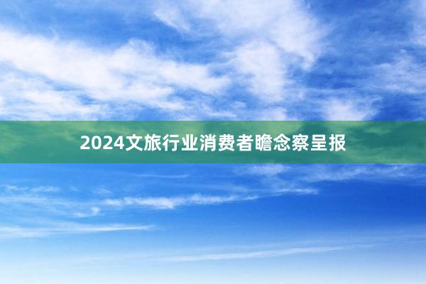 2024文旅行业消费者瞻念察呈报